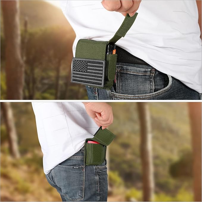 2 Pack Tactical Pouches, Molle EDC Compact Pouch Small Utility Pouch Accessories Battery Cigarette Case Card Holder Lighter Slot Mini Cigar Belt Waist Pack