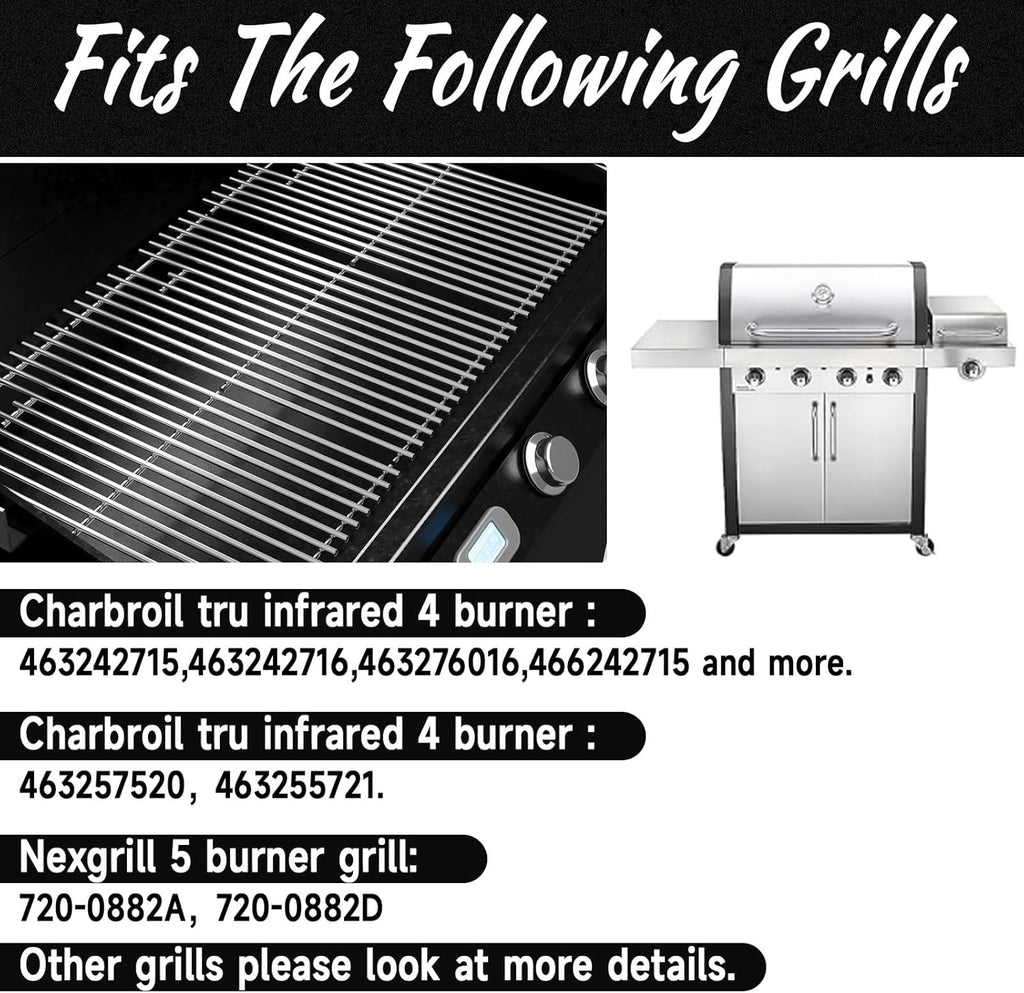 17" Stainless Steel Grill Grates for Charbroil 463242716 Tru Infrared, for Charbroil Commercial 463242715 463276016 463257520 463263924, for Lowe's 606682 Nexgrill 720-0882A BHG 720-0882