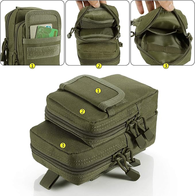 2 Pack Molle Pouches - Tactical Compact Water-Resistant EDC Pouch Bag Small Utility Pouch