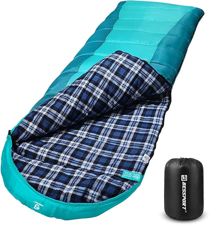Bessport Sleeping Bag Winter | Flannel Lined 18℉ - 32℉ Extreme 3-4 Season Warm & Cool Weather Adult Sleeping Bags Large | Lightweight, Waterproof for Camping, Backpacking, Hiking
