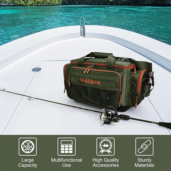 Fishing Tackle Box Bag - Fishing Bags for Saltwater or Freshwater (#Green) Fishing Tackle Bags - Padded Shoulder Strap - Tackle Bag for 3600 3700 Tackle Box