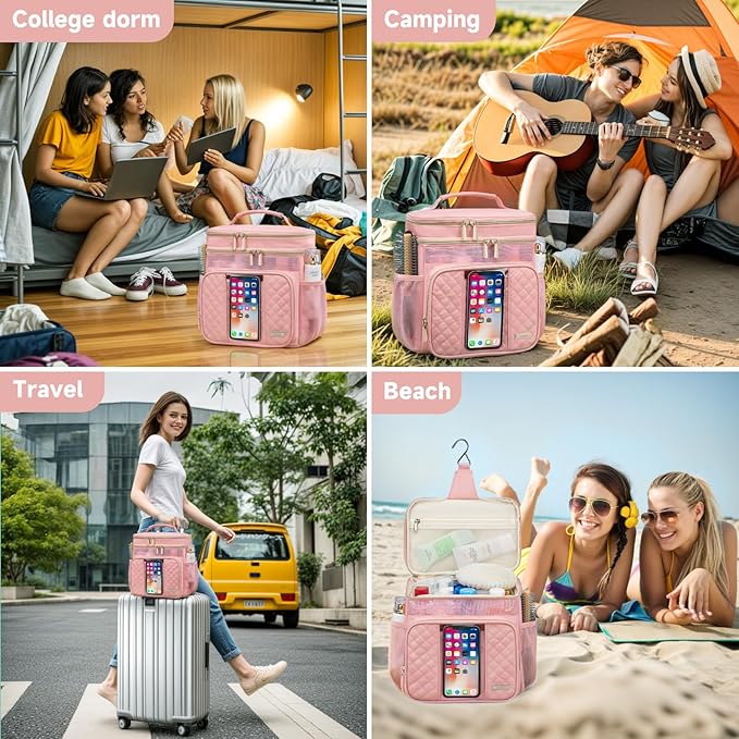 Large Toiletry Bag for Women Men,Bathroom Bag,Water Resistant Portable Shower Caddy for College Dorm,Hanging Toiletry Bags for Traveling,Gym Camping Cruise Ship Travel Essentials Shower Bag