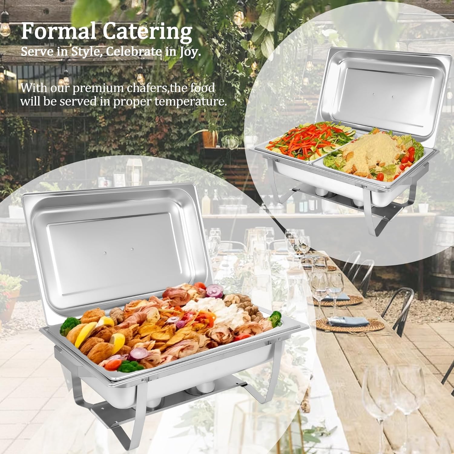 Chafing Dishes for Buffet [Set of 2/4] Stainless Steel Food Warmers for Parties 9QT Chafers and Buffet Warmers Sets Commercial Catering Chafers for Event Party