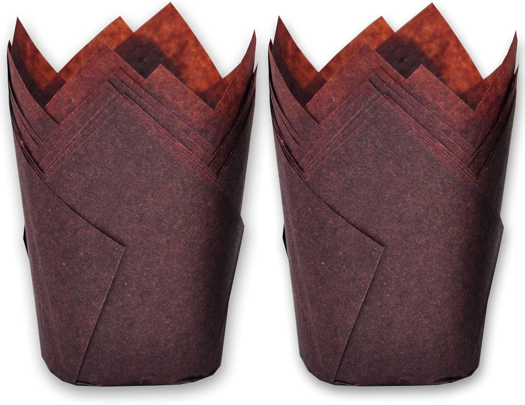 500 pcs Large size Brown Tulip Baking Cups 2-1/4"(Base diameter) x 4"(Wall height) Greaseproof paper baking cupcake Muffin liners