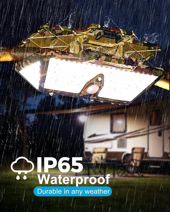 1500Lumens High Bright Solar Camping Lights, 208LEDs Solar Powered & USB Rechargeable Tent Lights,IP68 Waterproof Portable Outdoor Camping Light Solar Powered for Emergency Power Outage