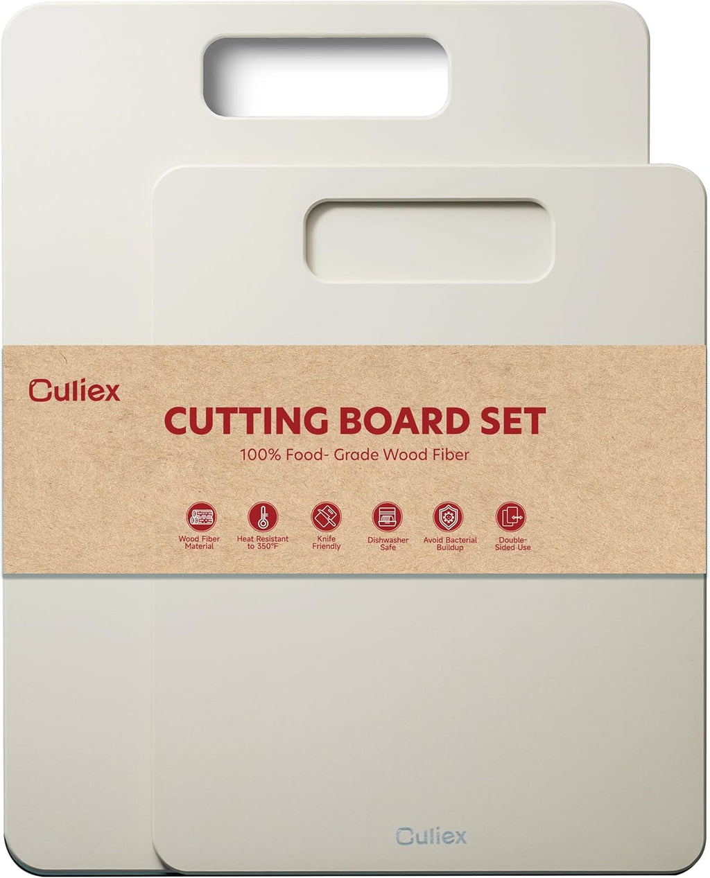 Cutting Boards for Kitchen [Set of 2], Dishwasher Safe Wooden Cutting Board with Handles, Ideal Chopping for Meat, Vegetables, Fruits, Charcuterie - Perfect Kitchen Gadgets Gift, White