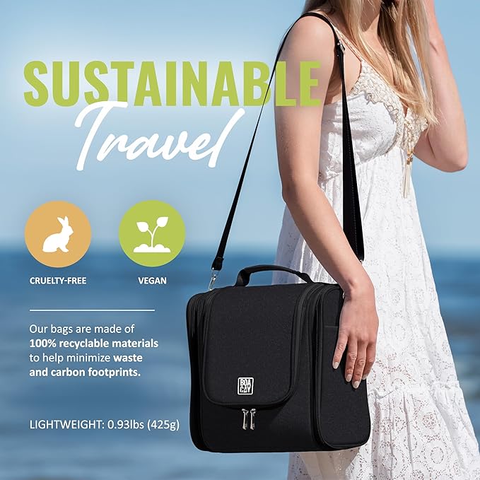 BOACAY Extra Large Hanging Travel Toiletry Bag for Women and Men, Makeup Bag, Bathroom & Shower Organizer Kit for Accessories, Cosmetics, Essentials