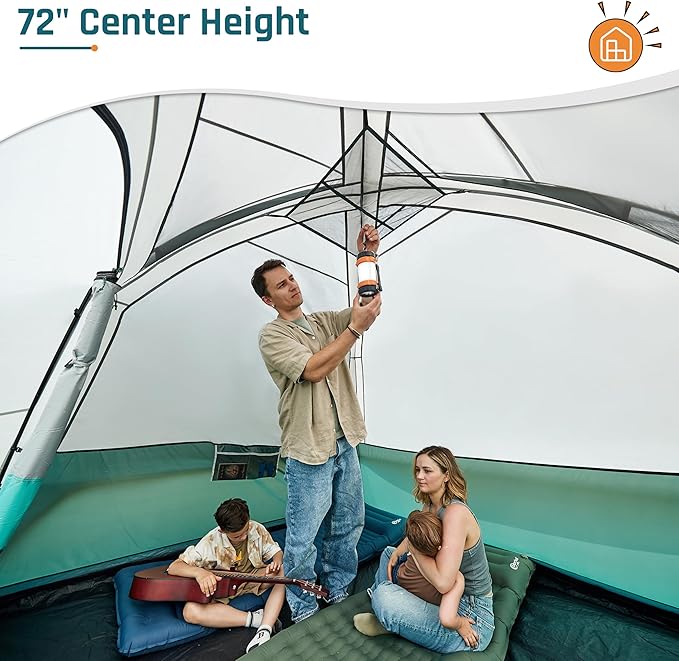 Tents for Camping 6/8/10/11 Person Large Camping Tent with Porch Big Tent with Rainfly & Reflective Windproof Rope Portable with Carry Bag for Family Camping & Hiking