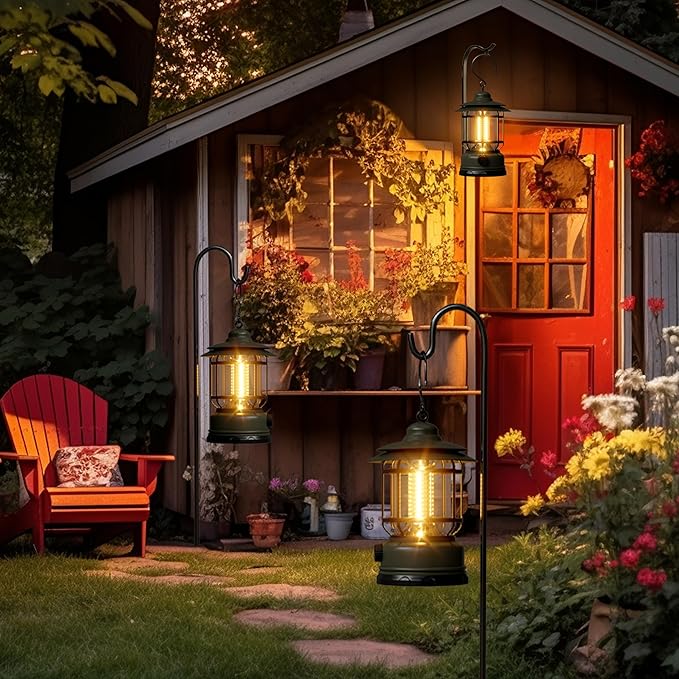 1 Pack Camping Lantern Battery Powered with Stepless Dimming, Rechargeable Battery LED Lantern for Power Outage, Camping Essentials Light for Emergency, Hurricane, Camping,Tent