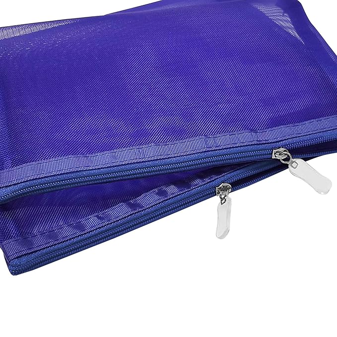 Clear Cosmetic Bags Zip Makeup Mesh Bags Pencil Case Pouch Travel Toiletry Kit Set Storage Case ((6A+5A)*3 Dark Blue)