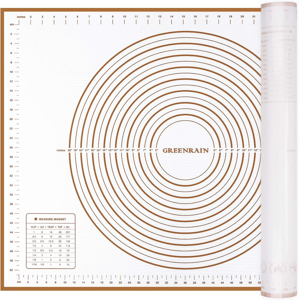 Silicone Pastry Mat Extra Thick Large Non Stick Baking Supplies Kitchen Counter Cooking Rolling Dough Sheet Pie Crust Sourdough Bread Oven Liner with Measurement (XXL-24''(W)*32''(L), 3#Gold)