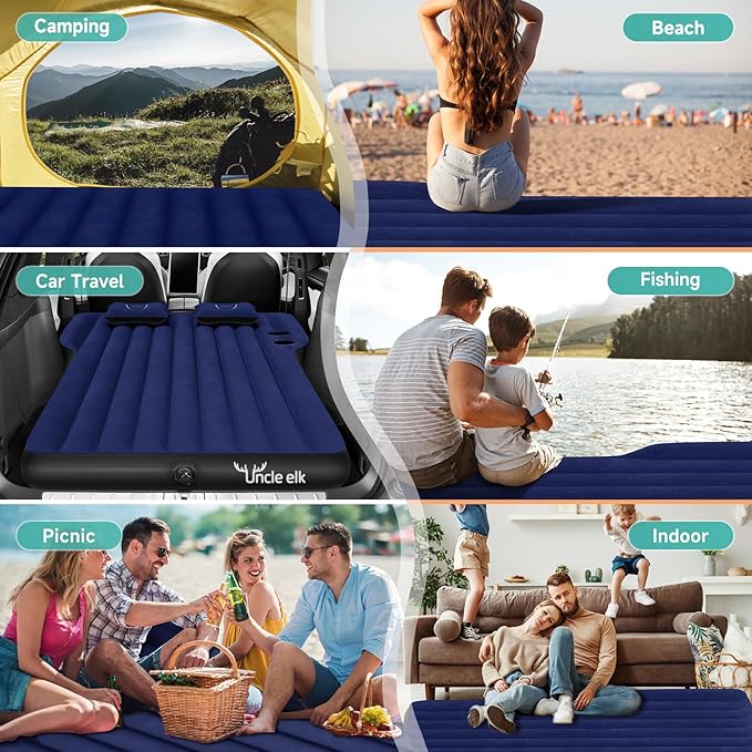 Model Y Mattress for Tesla: Inflatable SUV Mattress for Portable Camping Mattress Foldable Air Mattress with Air Pump and Storage Bag for Tesla Model Y and SUV Travel, Navy