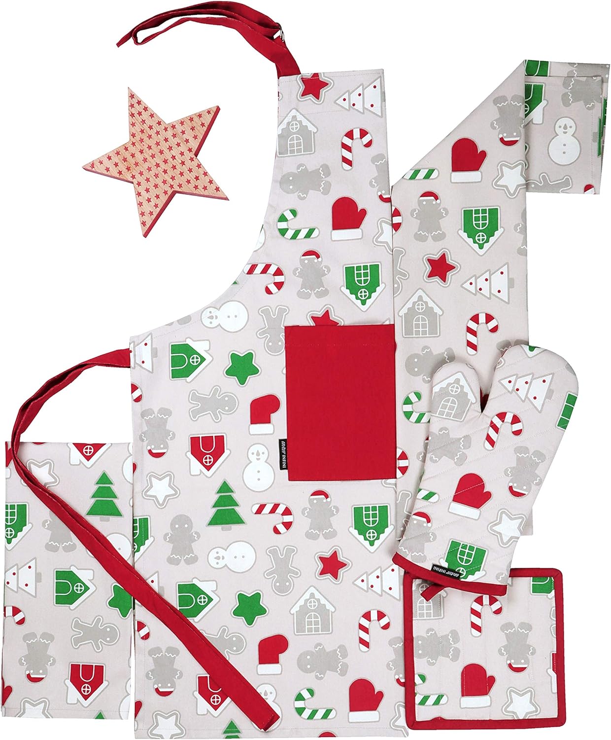 AMOUR INFINI Oven Mitts Set of 1 Quilted Liner with Hanging Loop Non Slip, Heat Resistant, Washable Reusable Oven Mitt Quilted Liner with Hanging Loop