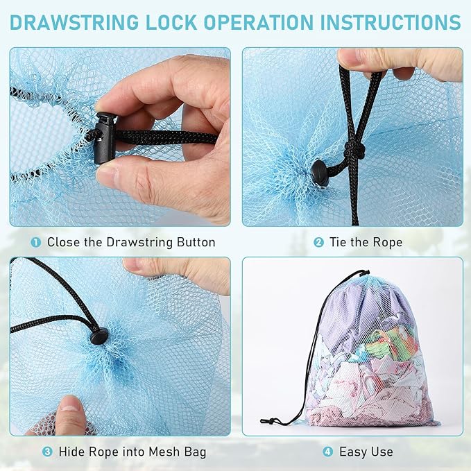 Mesh Drawstring Bag Durable Delicate Mesh Laundry Bag Multicolor Nylon Mesh Bag Small Mesh Gym Bag Travel Mesh Beach Bag Locking Closure Drawstring Bag For College, Gym, Yoga, Sport, 10pcs