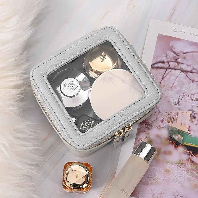 Aveniee Clear Makeup Bag Small, Mini Travel Toiletry Bag Cosmetic Bags Organizer, TSA Approved Clear Makeup Case Pouch with Zipper, Car Essentials for Women Men(Blue)