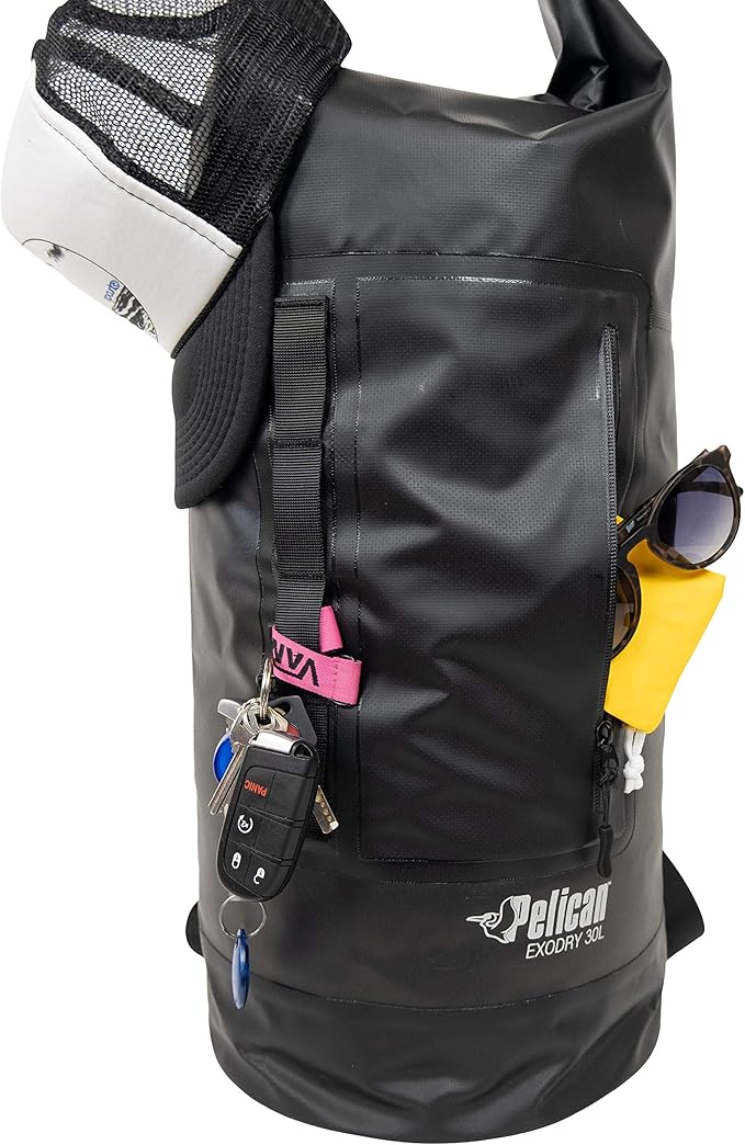 Pelican ExoDry Drybag 10L/20L/30L - Waterproof - Shoulder Strap - Thick & Lightweight - Roll Top Dry Compression - Keeps Gear Dry for Kayaking, Beach, Rafting and Fishing - Black