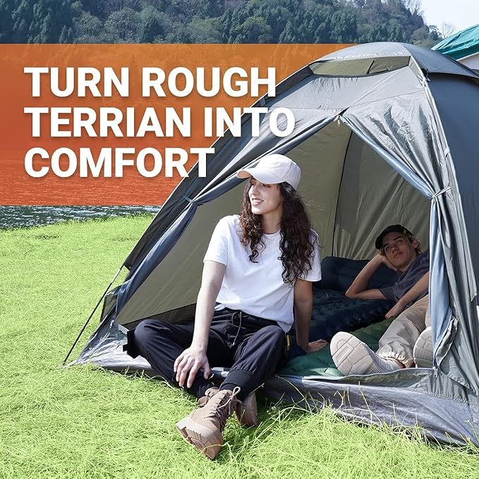 KingCamp Sleeping Pad for Camping, Inflatable Sleeping Pad Ultralight Connectable Camping Mattress with Pillow Built-in Foot Pump for Backpacking Hiking Tent Cot