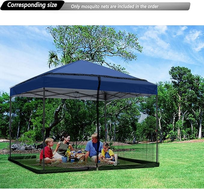 10x10 Mosquito Netting for Patio Camping Gazebo/Pop Up Canopy Tent,Double Door Side Screen Easy Installation Black（Only Mosquito Net No Frame） (Around 10x10FT)