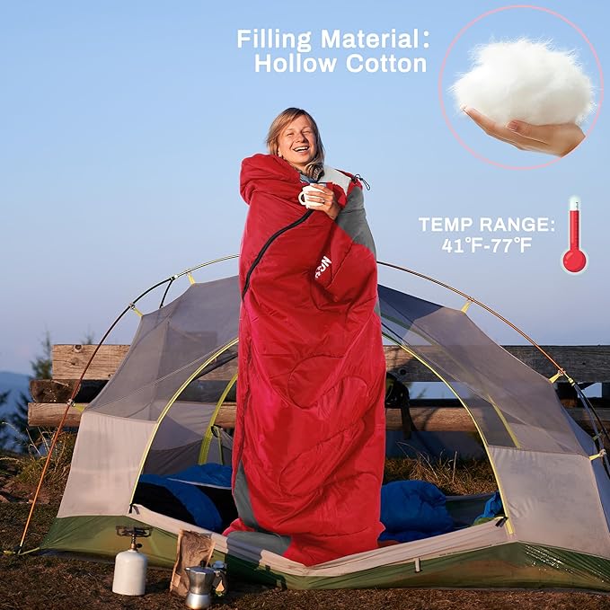 Double Sleeping Bag with 2 Pillows for Adults, Queen Size XL Sleeping Bag Waterproof, Compact with Compression Sack, 2 Person Sleeping Bags for 3-4 Seasons Camping, Backpacking, Hiking, Travel