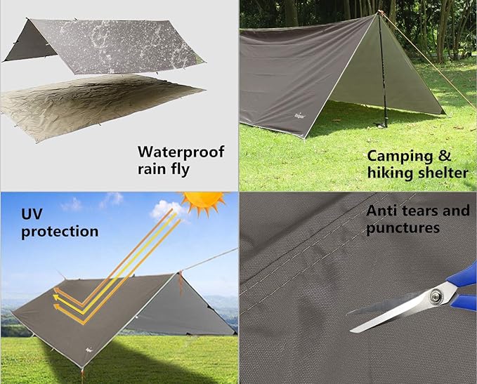 Unigear Hammock Rain Fly Waterproof Tent Tarp, UV Protection and PU 3000mm Waterproof, Lightweight for Camping, Backpacking and Outdoor Adventure