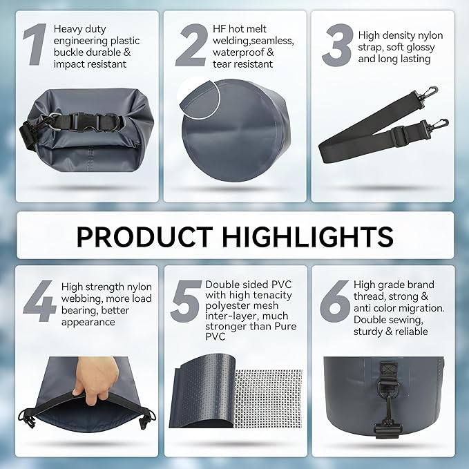 MARCHWAY Floating Waterproof Dry Bag Backpack 5L/10L/20L/30L/40L, Roll Top Sack Keeps Gear Dry for Kayaking, Rafting, Boating, Swimming, Camping, Hiking, Beach, Fishing