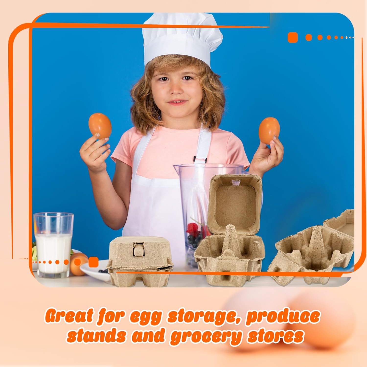 30 Pack Egg Cartons Bulk Empty Natural Pulp Egg Storage Case 4 Count Square Chicken Cardboard Egg Tray Holder for Family Farm Market Chicken Farm Storing