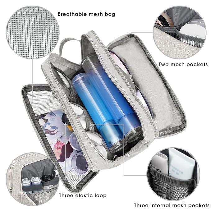 Toiletry Bag for Men Hanging Dopp Kit Water Resistant Shaving Bag Small Toiletry Bag for Traveling (Denim Pure Beige)