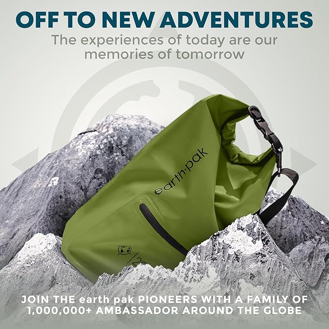 Earth Pak Waterproof Dry Bag with Zippered Pocket - Waterproof Dry Bag Backpack Keeps Gear Dry