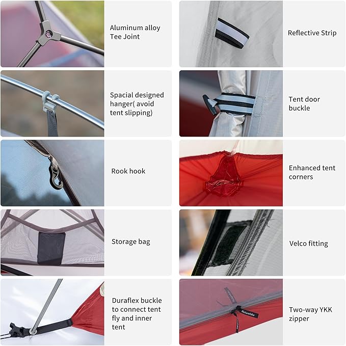 Naturehike Cloud-Up 2 Person Tent Lightweight Backpacking Tent with Footprint - Free Standing Ultralight Camping Hiking Backpack Tents Two Person Tent