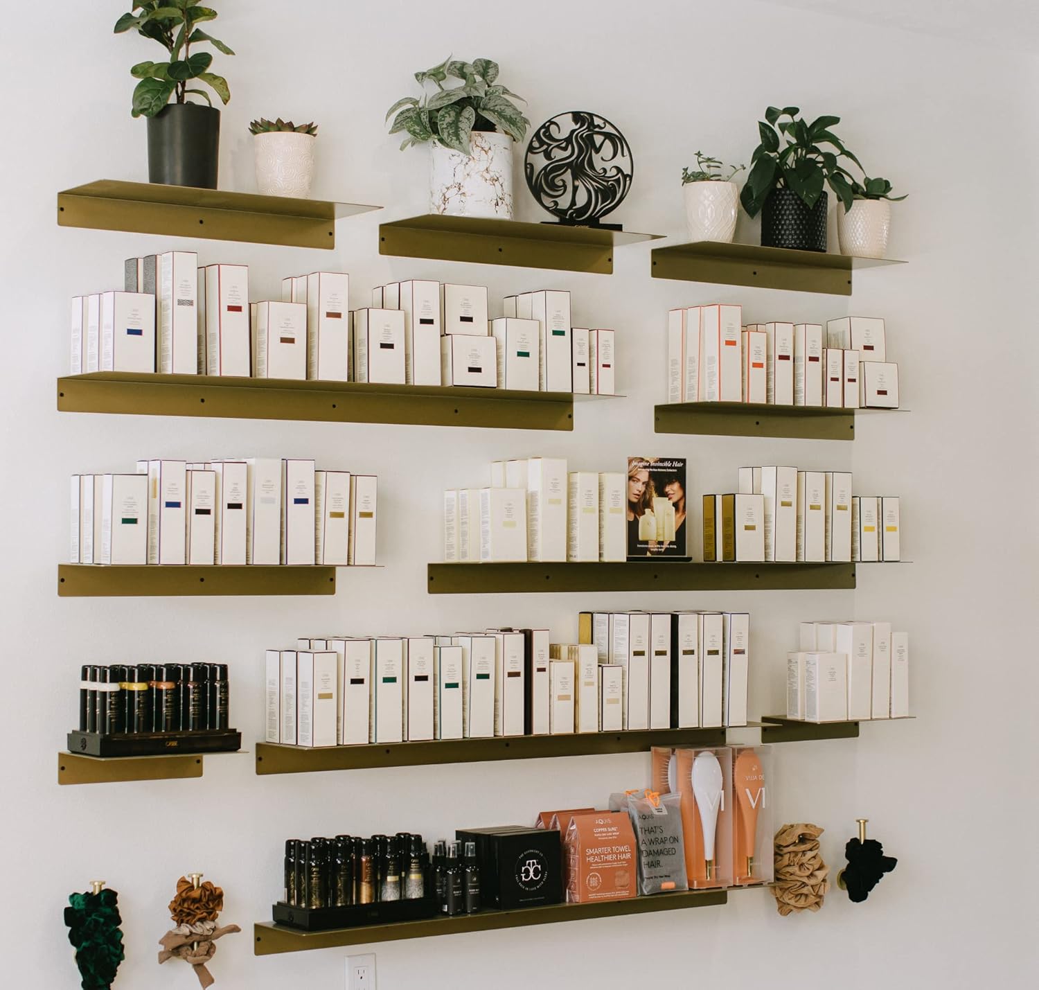 DIY CARTEL Linear Floating Shelf - Forged Raw USA Manufactured Steel - Industrial Heavy Duty Metal Wall Mounted Modern Rustic Shelf - Made in The USA (36-inch x 12-inch Gold)