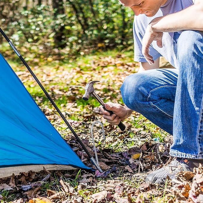 CEWOR 6 Pack 12 Inch Rebar Stakes, J Hook Tent Stakes Heavy Duty Long Galvanized Ground Anchors Metal Spikes Landscape Yard Stakes for Signs, Trampoline, Chain Link Fence, Outdoor Decoration