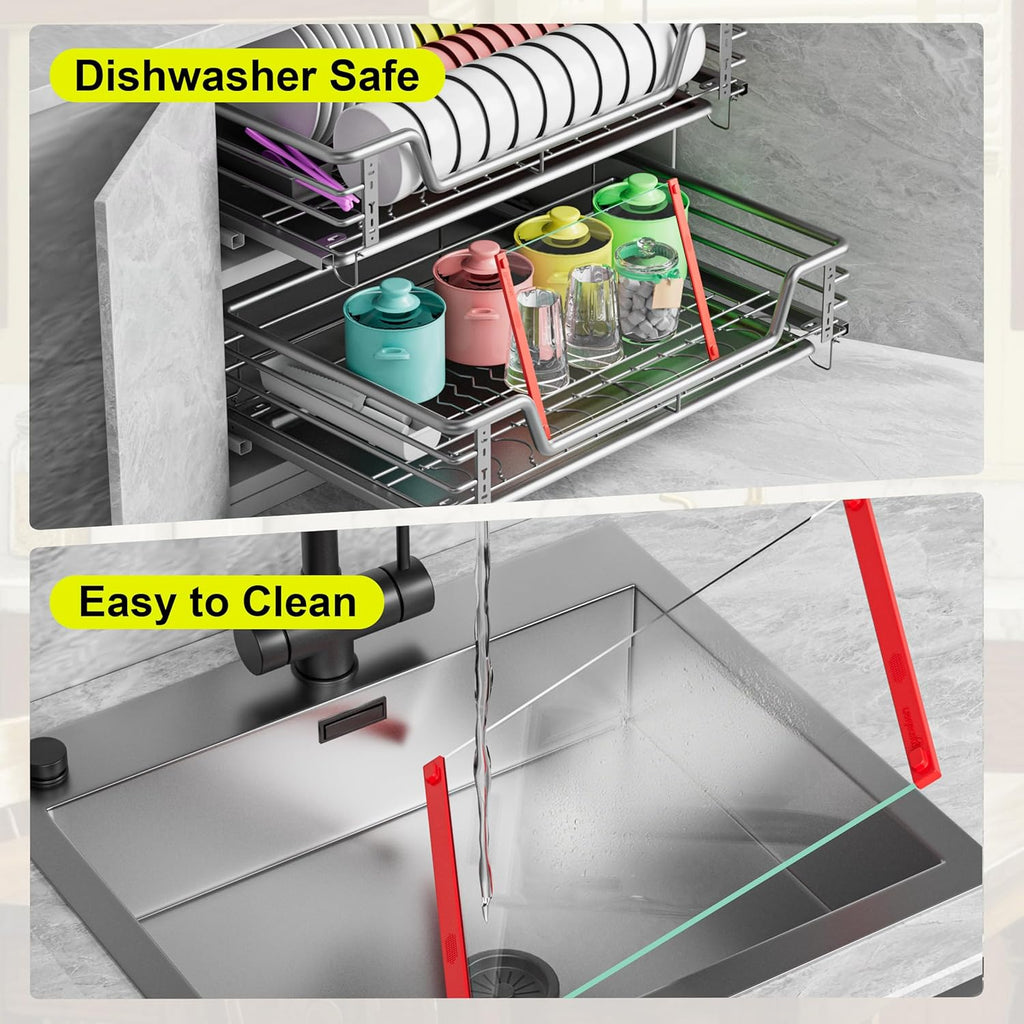 Glass Cutting Board with Silicone Grip, 80% Stronger Shatter Resistance and Slip Resistance,No Scratches/Microplastic-Free,Dishwasher Safe, Non Toxic Cutting Board for Kitchen (Red-12 * 8"&16 * 12")