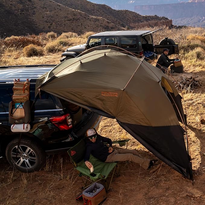 Kelty Highroads Overlanding Shelter - Universal Mount Car Camping Tent with Large Zippered Entry, Aluminum Frame, Adjustable Walls and Windows, UV Protection, Rainproof, Stuff Duffel Included, 2024