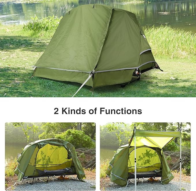 REDCAMP Multifuncational Cot Tent for 1 Person, Folding Camping Tent cot for Adult, Portable Elevated Tent Off The Ground Tent, 76x28x39.5in