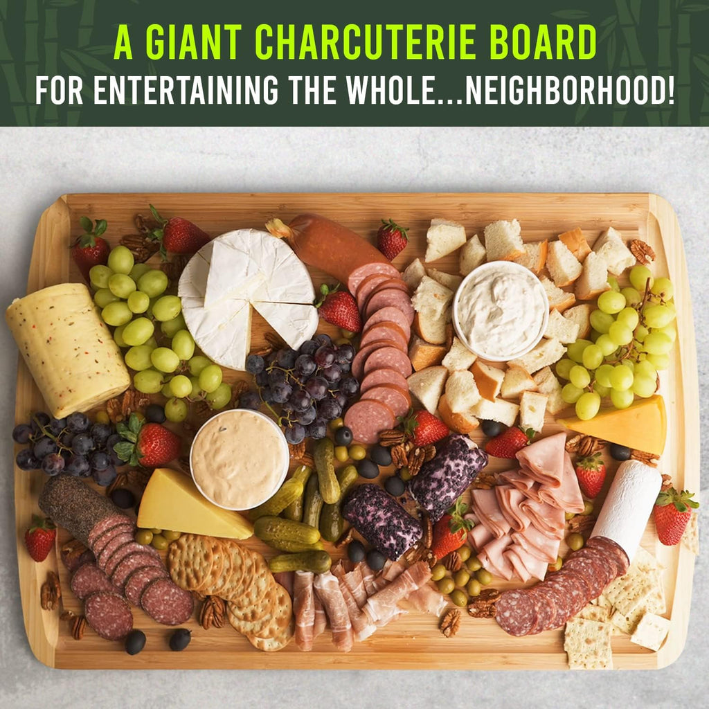 FSC® Certified 36 x 24 Inch Extra Large Bamboo Cutting Board with Lifetime Replacements – 4XL Butcher Block, Oversized Carving & Charcuterie Board, Stovetop Cover for Kitchen Counter Space