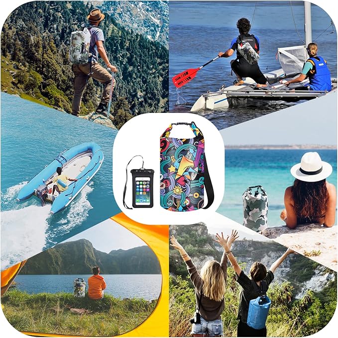 OMGear Waterproof Dry Bag Backpack Phone Pouch 40L/30L/20L/10L/5L Floating Dry Sack for Kayaking Boating Outdoors Activities