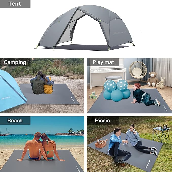 BISINNA Waterproof Camping Tarp Mutifunctional Tent Footprint, Groundsheet Picnic and Beach Mat with Carrying Storage Bag for Picnic, Hiking,Backpacking,Hammock