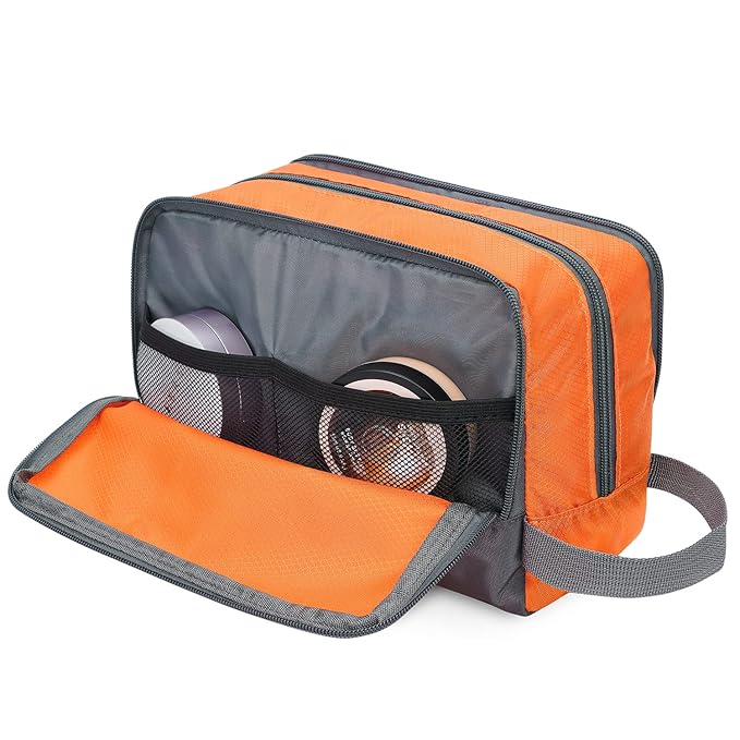 Toiletry Bag for Men/Women Hanging Dopp Kit Water Resistant Shaving Bag Small Toiletry Bag for Traveling (Orange)