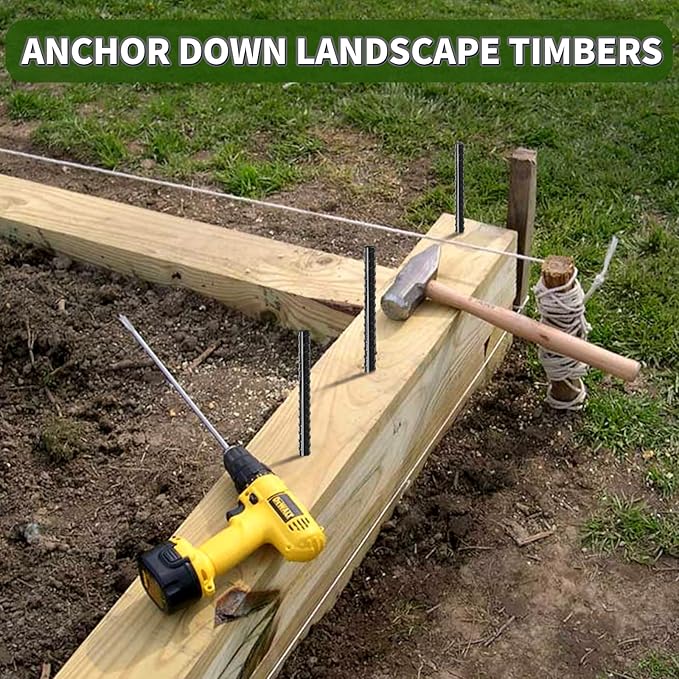 16 inches Rebar Stakes Heavy Duty (34-Pack) Metal Spikes for Concrete Timber, Garden Plant, Straight Steel Stakes for Tent, 3/8" Thickness Ground Anchors with Chisel Point End, Black