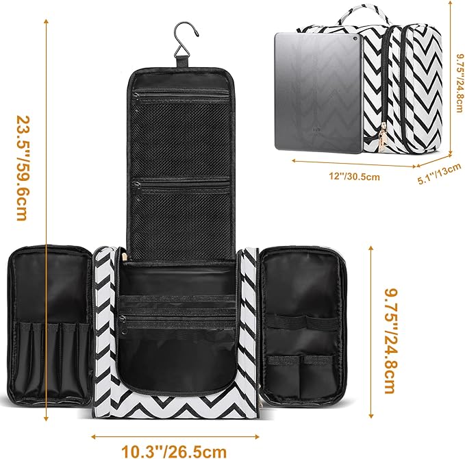 Hanging Travel Toiletry Bag,Large Capacity Cosmetic Travel Toiletry Organizer for Women with 4 Compartments & 1 Sturdy Hook,Perfect for Travel/Daily Use/Christmas