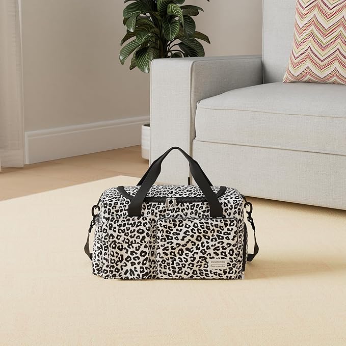 Small Gym Bag for Women, Travel Duffle Bag Carry On Weekender Bag with Shoe Compartment