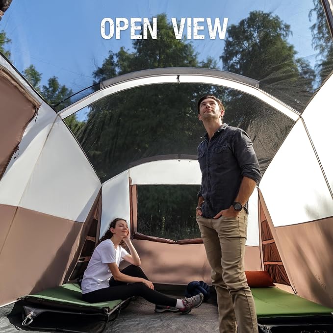 PORTAL 6/8/10 Person Family Camping Tent with Screen Room, Water Resistant Big Tunnel Tent with Rainfly, Large Family Tent for Outdoor Camping, Party