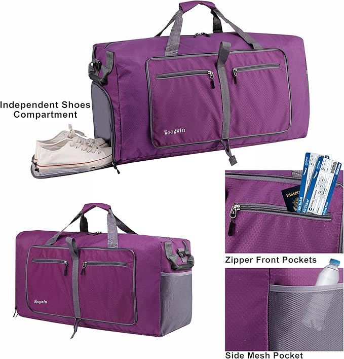 Woogwin Travel Duffel Bag Large Foldable Waterproof Overnight Bag for Beach Swim Bags Pool Sports Gym