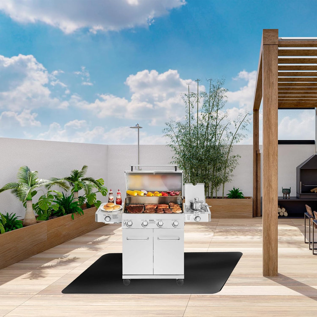 Large 65x40 inch under Grill Mats for Outdoor Grill - Double-sided Fireproof Fire Pit Mats for under Fire Pit Fireplace- Waterproof BBQ Mat under BBQ -Grill Floor Pad for Patio Deck Protector