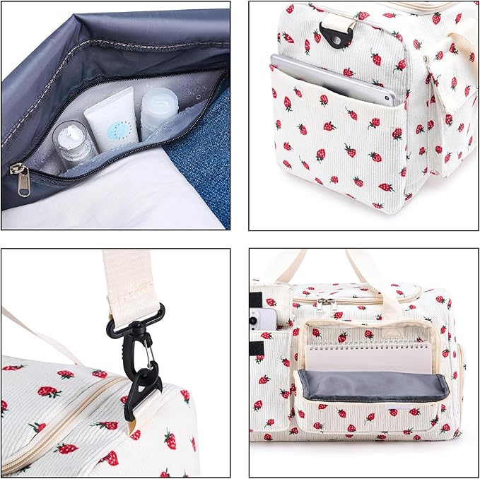 Small Gym Bag for Women, Travel Duffle Bag Carry On Weekender Bag with Shoe Compartment