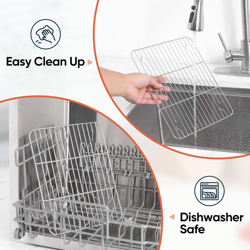 Stainless Steel Cooling Racks Set of 2, Homikit 11.6”*9.1” Heavy Duty Wire Baking Rack for Cooking Roasting Grilling Bacon Cake Cookies, Non Toxic & Rust Free