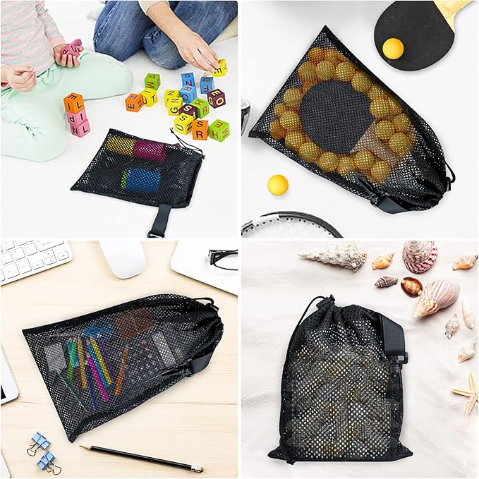 20 PCS With Clips Mesh Drawstring Bags, Portable Nylon Storage Bags for toy,Sports Storage,Outdoor activities etc. (5.9x7.9in)