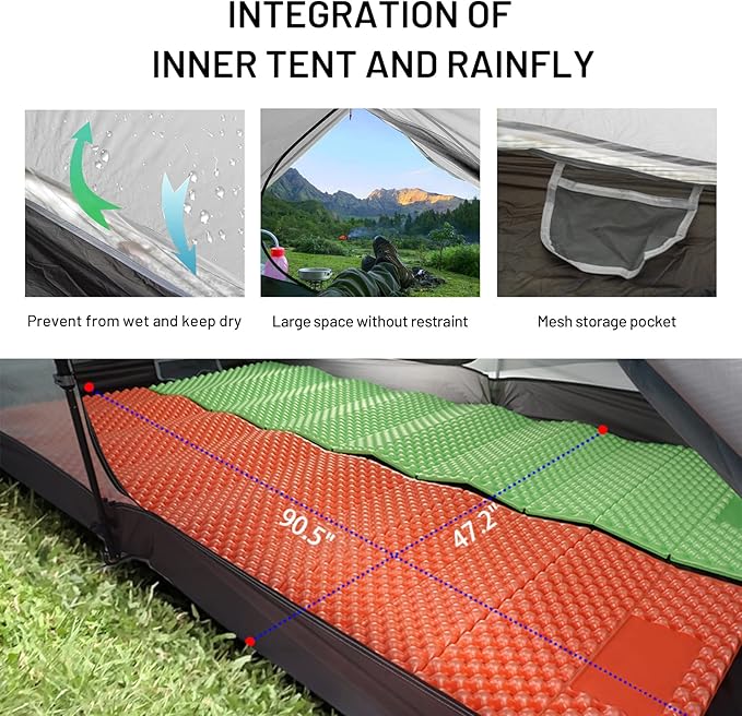 LANSHAN Ultralight Tent 3-Season Backpacking Tent for 1-Person or 2-Person Camping, Trekking, Kayaking, Climbing, Hiking