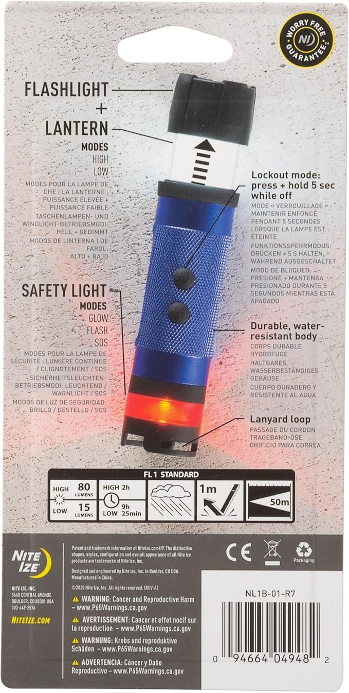 Nite Ize Radiant 3-in-1 LED Mini Flashlight - Versatile Flashlight with 80 Lumen Light - Use as Safety Light, Flashlight, or Mini Lantern - Black