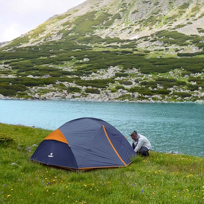 Bessport Camping Tent for 2-3 Person, Lightweight Backpacking Tent Waterproof Windproof Two Doors Easy Setup Double Layer Outdoor Tents for 3 to 4 Seasons, Suitable for Outdoor,Hiking,Camping